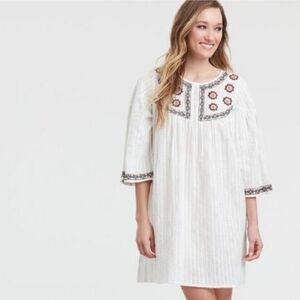 World Market White Embroidered Hesperia Dress Size S/M
